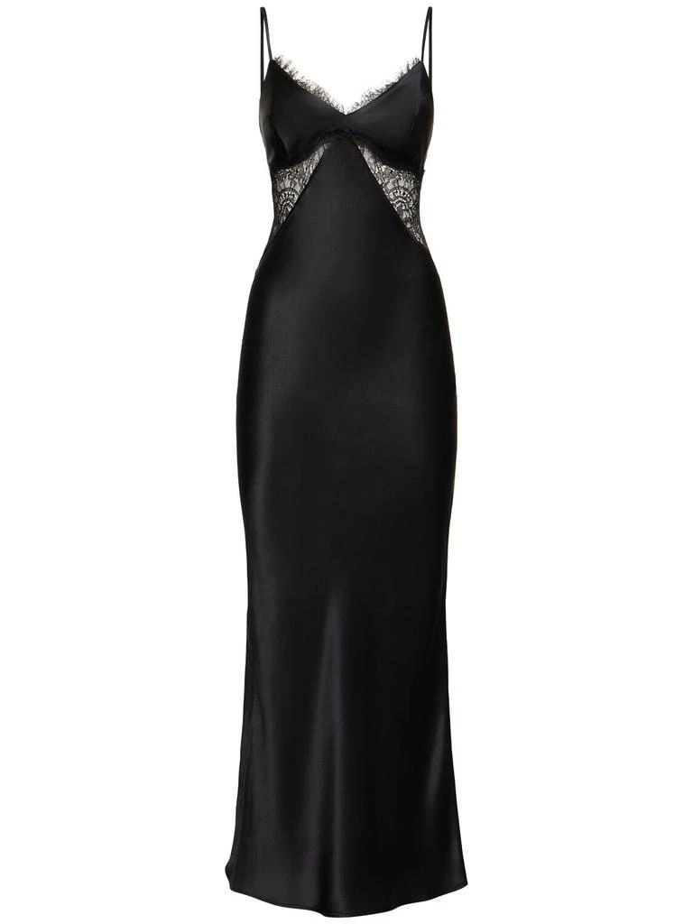 Fleur du Mal Silk & Lace Plunge Neck Slip Dress 1