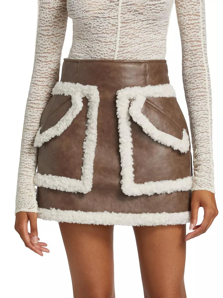Aknvas Cherry Sherpa-Trim Miniskirt 3