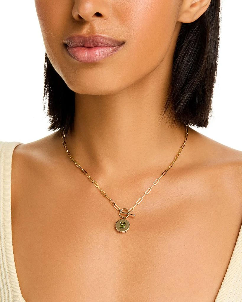 Bloomingdale's Fine Collection 14K Yellow Gold Peridot Disc Pendant Necklace, 16" 2