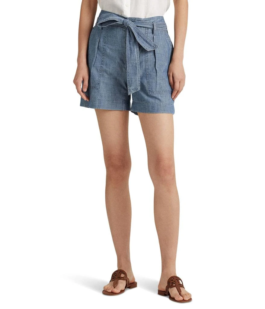 Lauren Ralph Lauren Belted Chambray Shorts 1