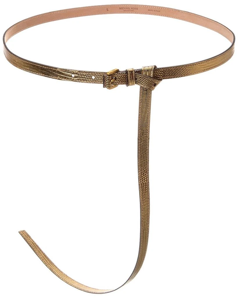 Michael Kors Collection Carolyn Lizard-Embossed Leather Belt, Gold Michael Kors Is Up to 85% Off at Rue La La main image 3