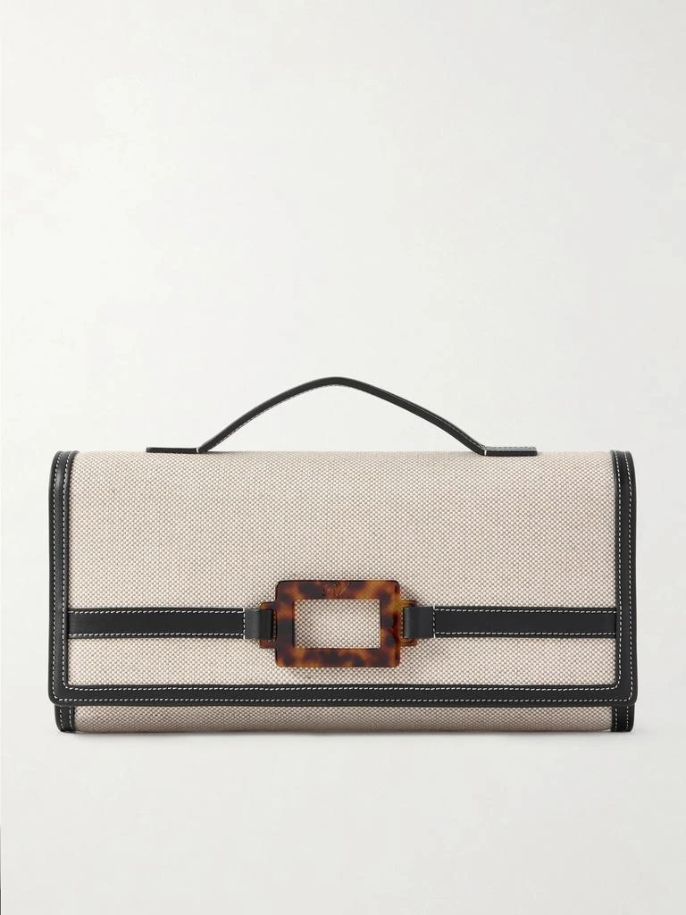 Roger Vivier Belle Vivier Buckled Canvas Clutch - Beige