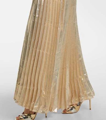 Self Portrait Ribbed-knit lam pliss maxi dress - Dresses & Skirts - Free  Shipping - BeyondStyle