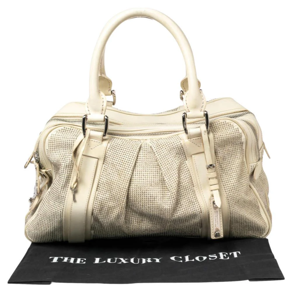 Burberry Burberry Off White Leather Studded Ashbury Knight Satchel 15