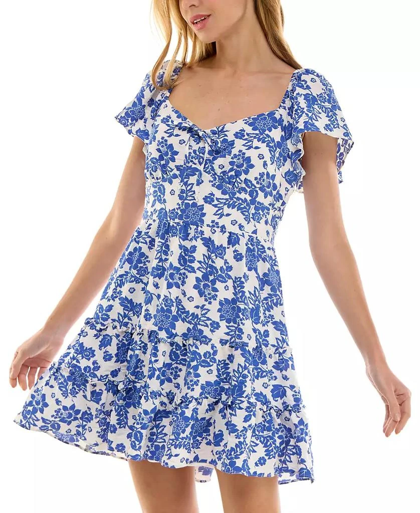 Crystal Doll Juniors' Floral-Print Smocked-Back Dress 2