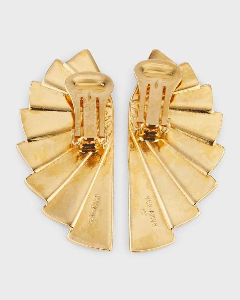 BEN-AMUN 24k Gold Electroplated Fan Clip-On Earrings 4