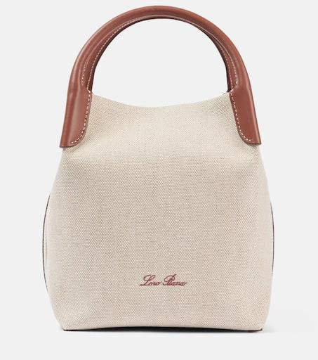 Loro Piana Bale Small leather-trimmed canvas tote bag 1