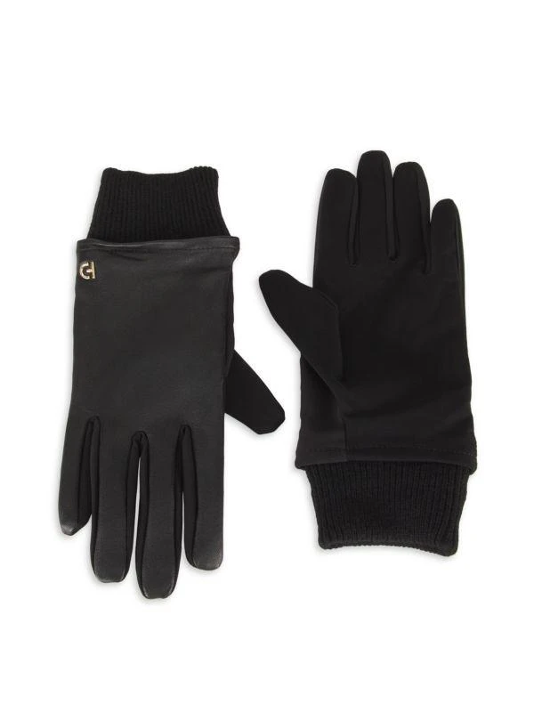 Cole Haan Logo Leather Blend Gloves 1