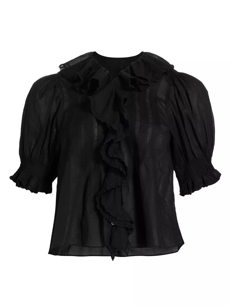 DÔEN Henri Ruffled Puff-Sleeve Top