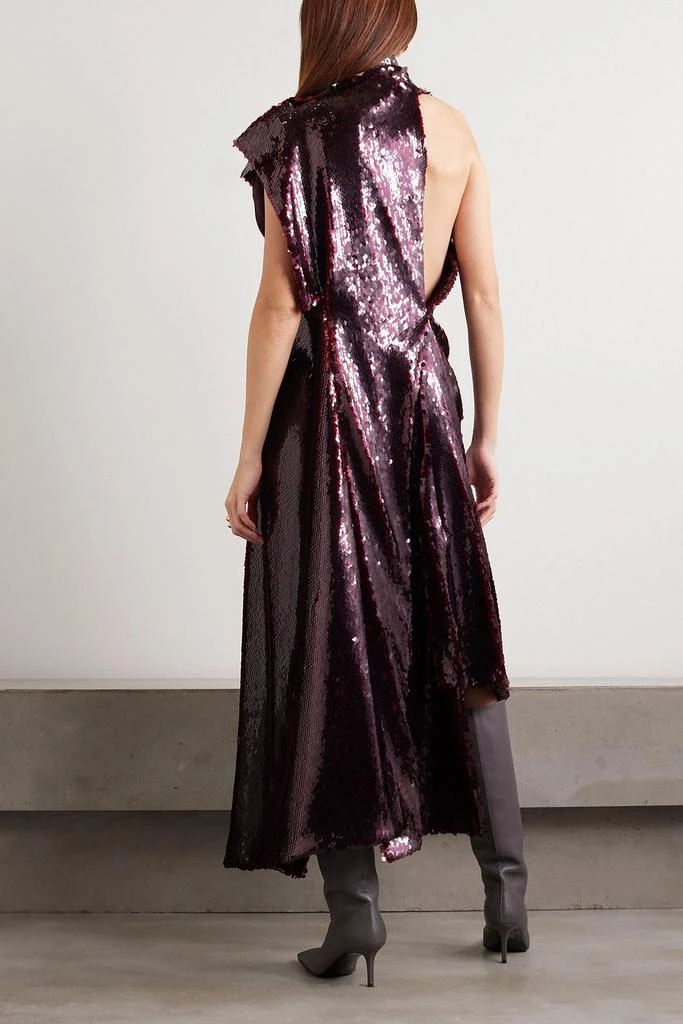 A.W.A.K.E. Mode Asymmetric draped sequined satin dress 3