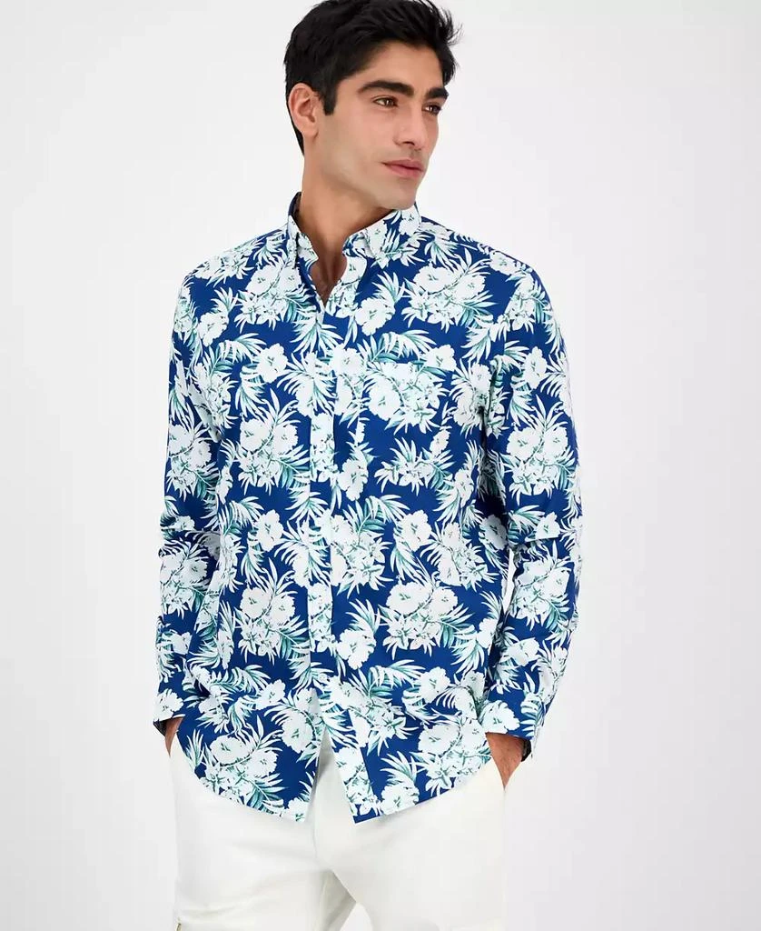 Club Room Men's Regular-Fit Stretch Floral Button-Down Poplin Shirt, Exclusively at Macy's 1