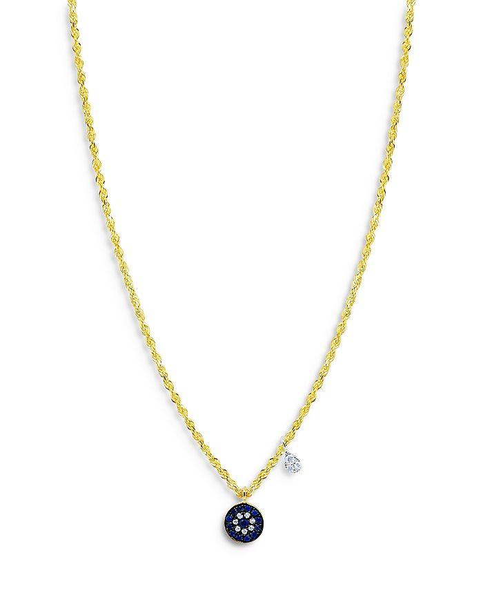 Meira T 14K White & Yellow Gold Blue Sapphire & Diamond Dangle Pendant Necklace, 18"