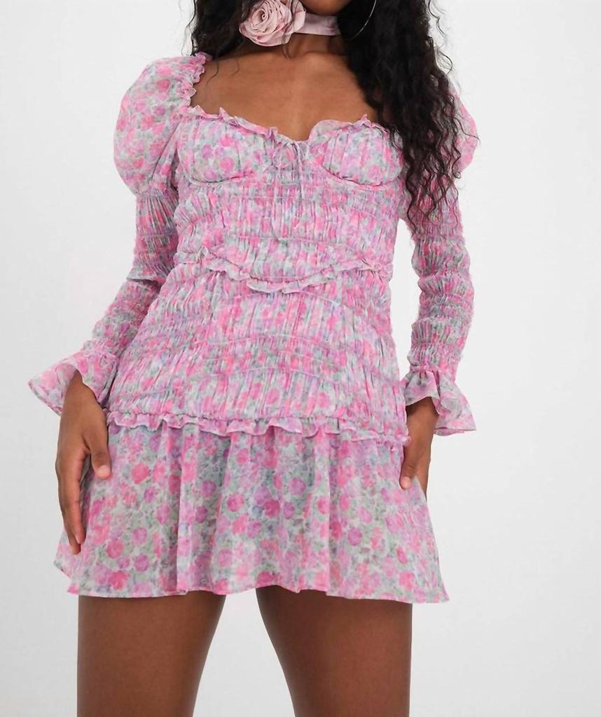 For Love & Lemons Oakley Mini Dress In Pink Floral