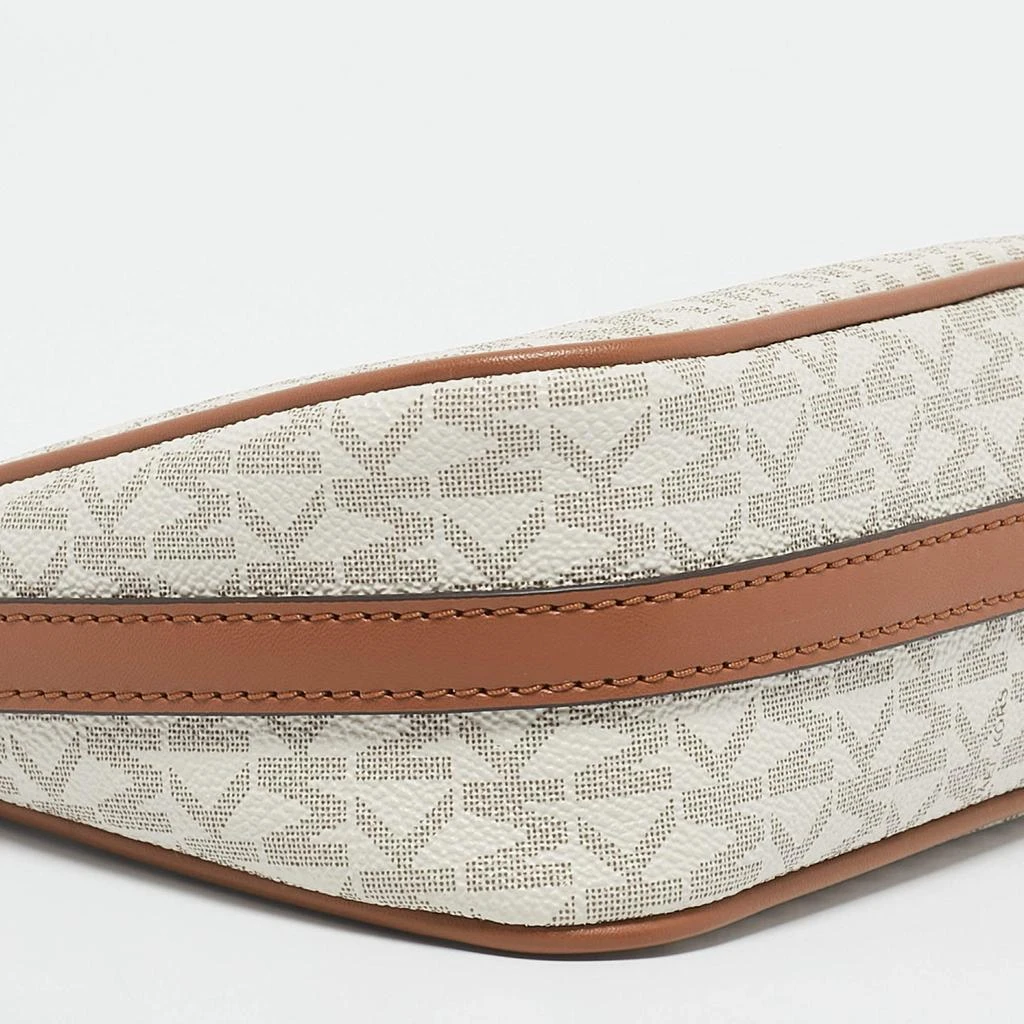 Michael Kors Michael Kors White/Brown Signature Coated Canvas and Leather Jet Set Charm Pochette Bag 10