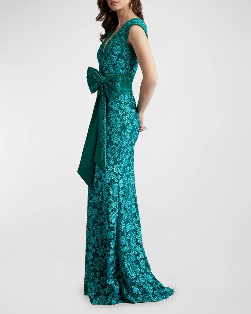 Tadashi Shoji Sleeveless Bow-Front Floral Lace Gown 3