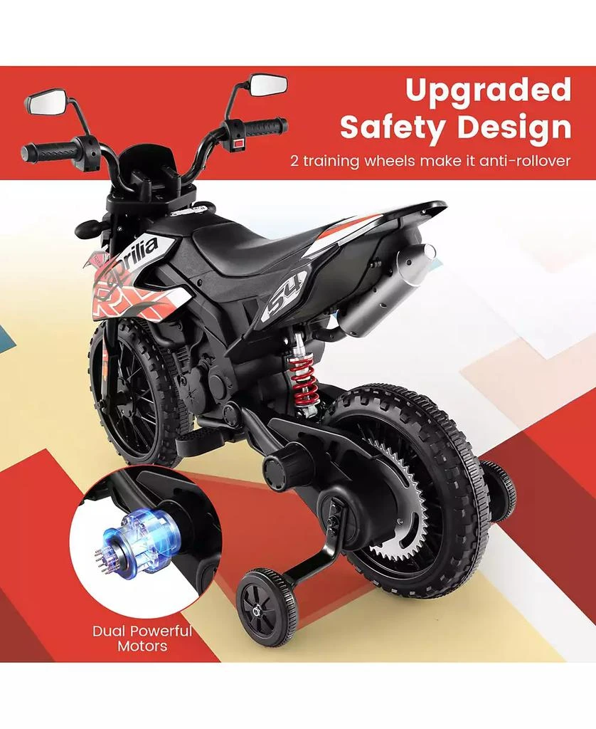 Costway 12V Licensed Aprilia Kids Ride On Motorcycle Electric Dirt Bike with Light 
Music 7