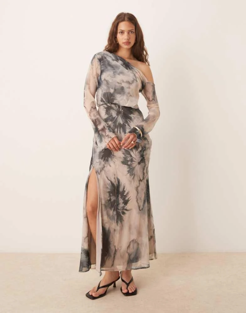 off the shoulder floral dress asos Lace & Beads bow off-shoulder tulle maxi dress in blush floral