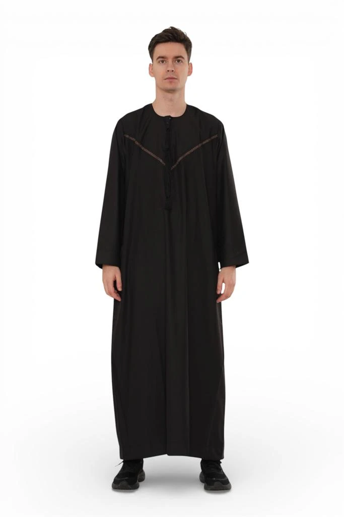 Arabic Thobes Men
s Eid Black Moroccan Thobe Robe Djellaba Ramadan Eid Jubba- HM10