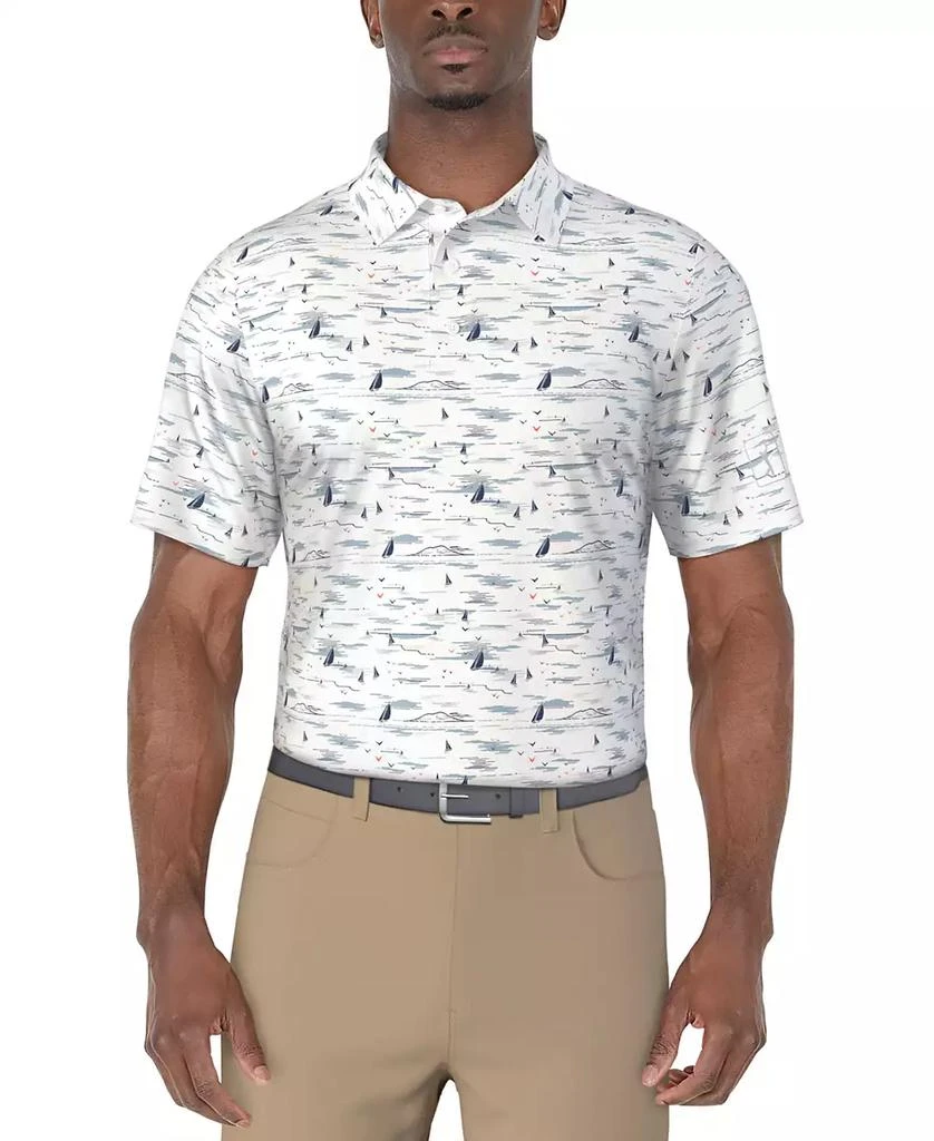 PGA TOUR Men's Short Sleeve Nautical Print Golf Polo Shirt 1