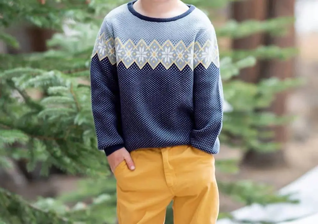 RuffleButts Rufflebutts - Boy's Antique Fair Isle Knit Crew Neck Sweater