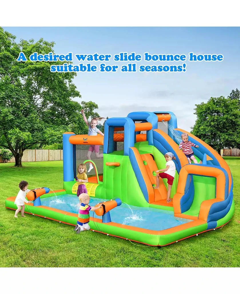 Gymax Inflatable Water Slide Giant Bounce Castle with Dual Climbing Walls and 735W Blower 3