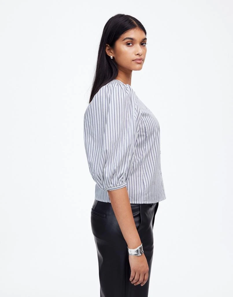 Madewell Puff-Sleeve Button-Up Top in Stripe 3