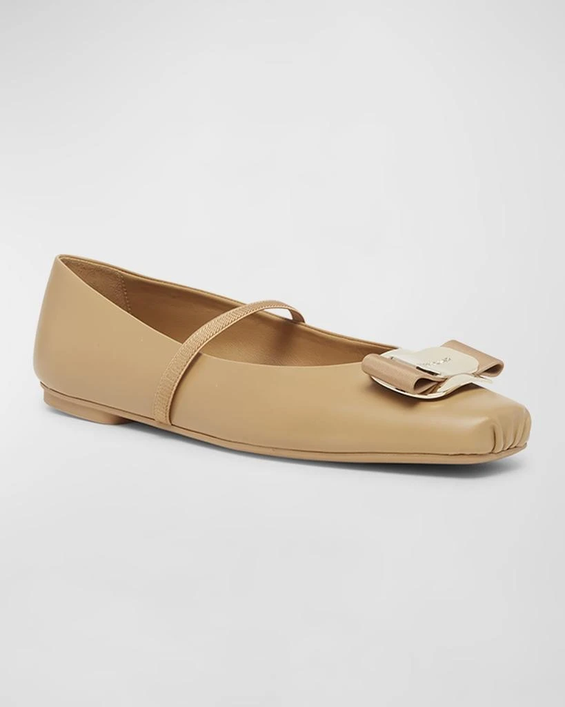 Salvatore Ferragamo Zina Leather Bow Ballerina Flats 2