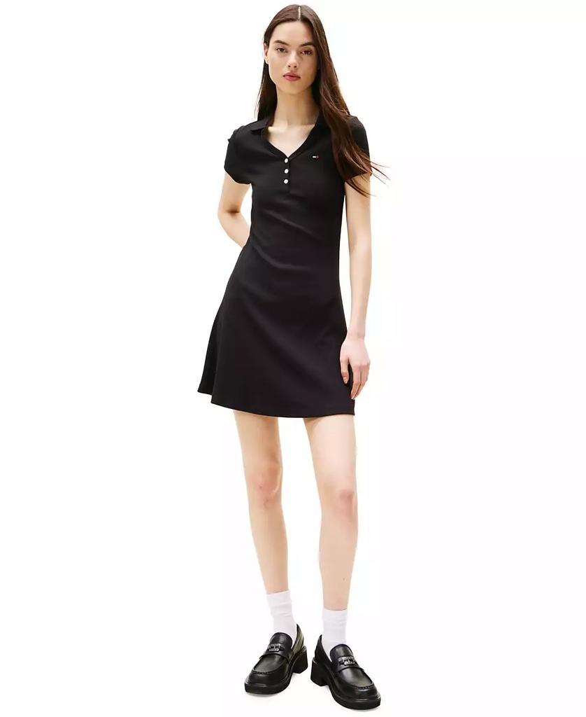 Tommy Jeans Women's Fit & Flare Ribbed Polo Dress