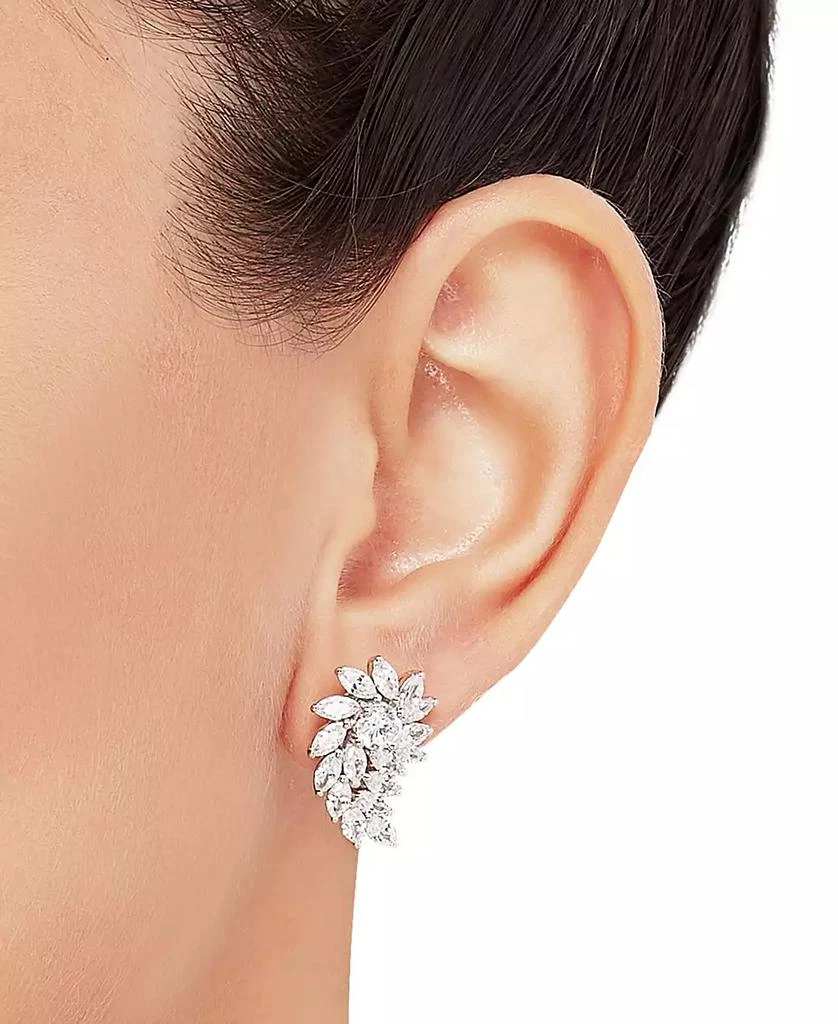 Arabella Cubic Zirconia Cluster Drop Earrings in Sterling Silver 2