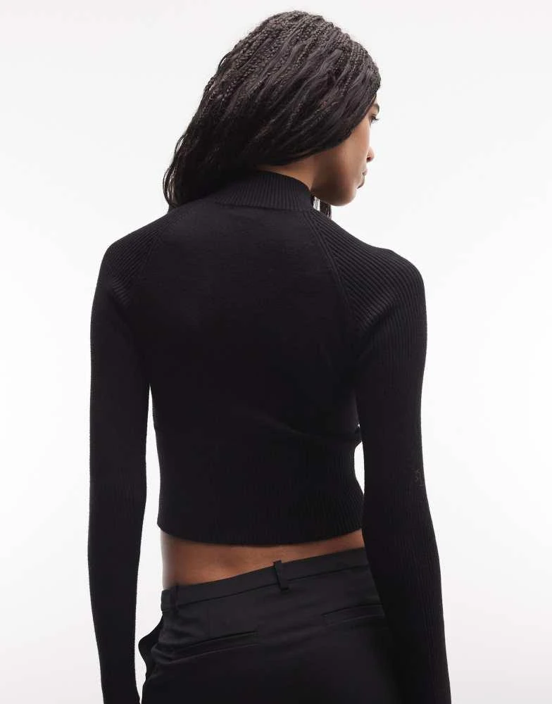 True Religion True Religion crystal logo turtleneck zip through sweater in black 4