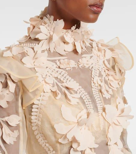 Zimmermann Hypnotic floral-appliqué silk blouse 4
