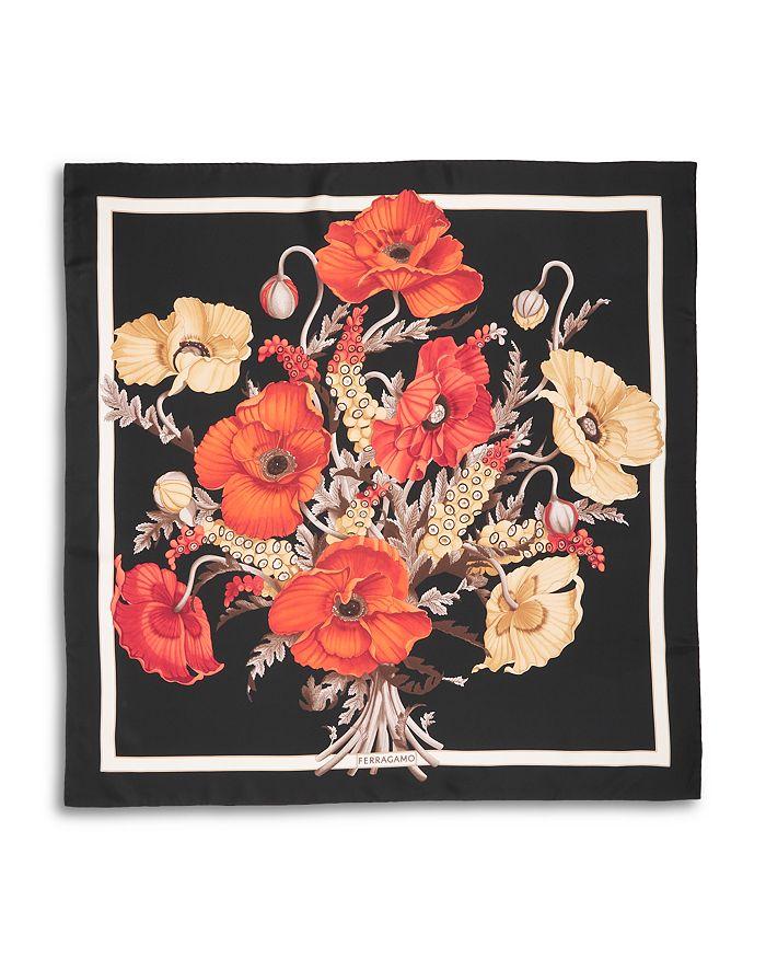 Ferragamo Poppies Print Silk Scarf