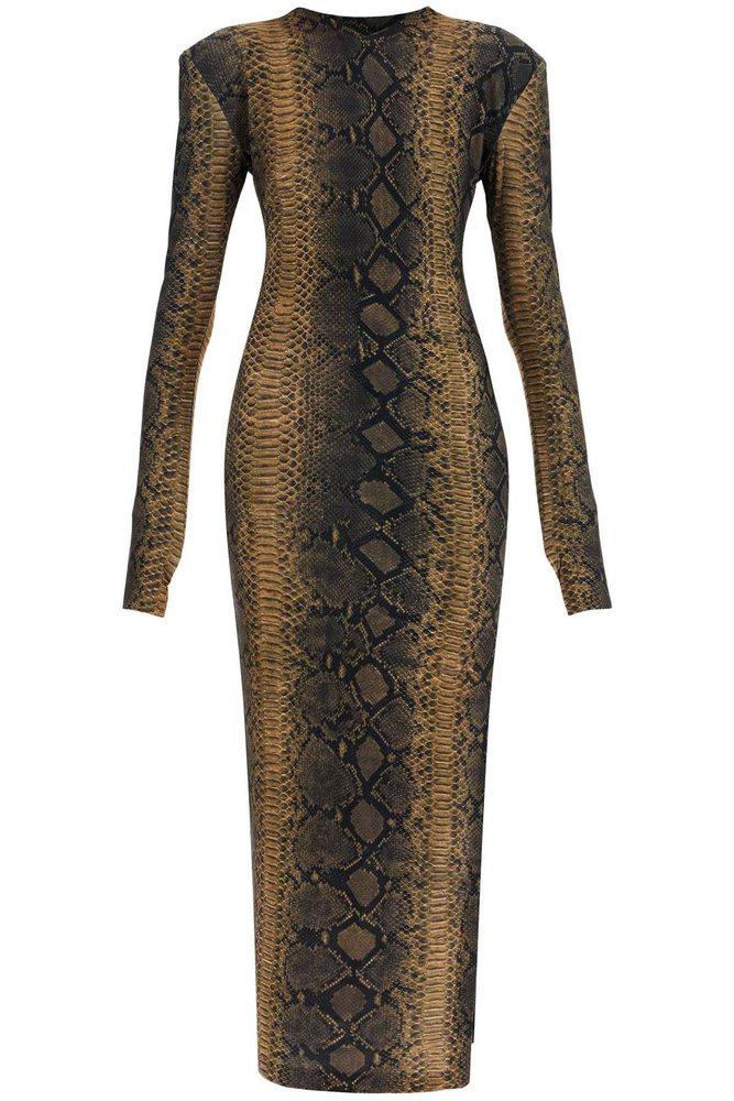 Norma Kamali Norma Kamali Snake Print Long-Sleeve Dress