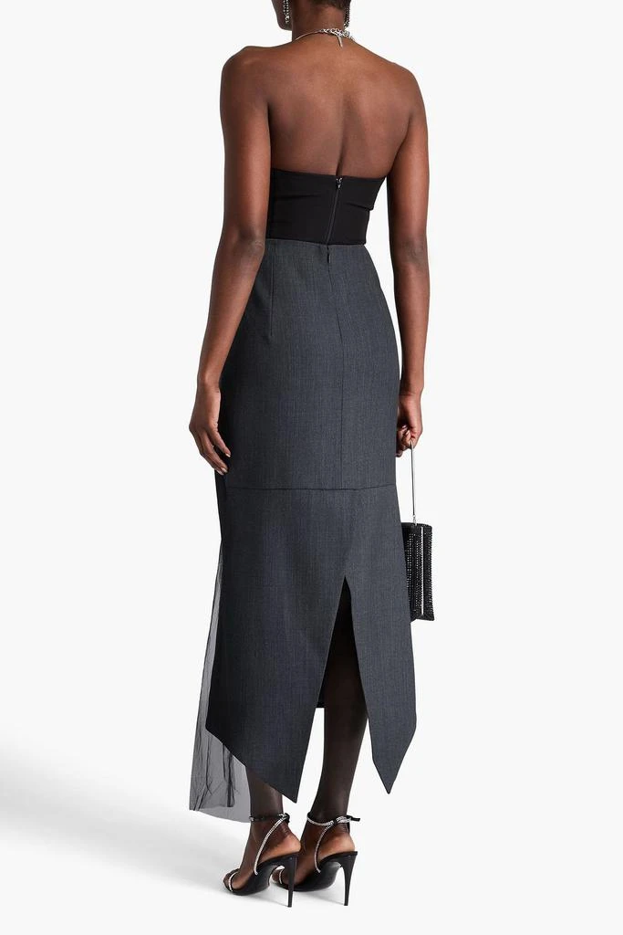 Huishan Zhang Thalia embellished tulle-paneled twill midi skirt 3