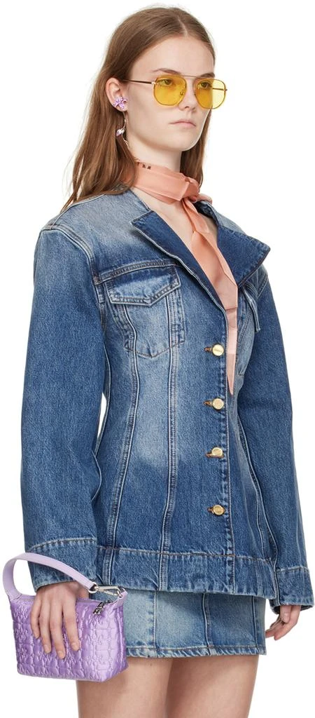 Ganni Blue Sparkle Denim Blazer 2