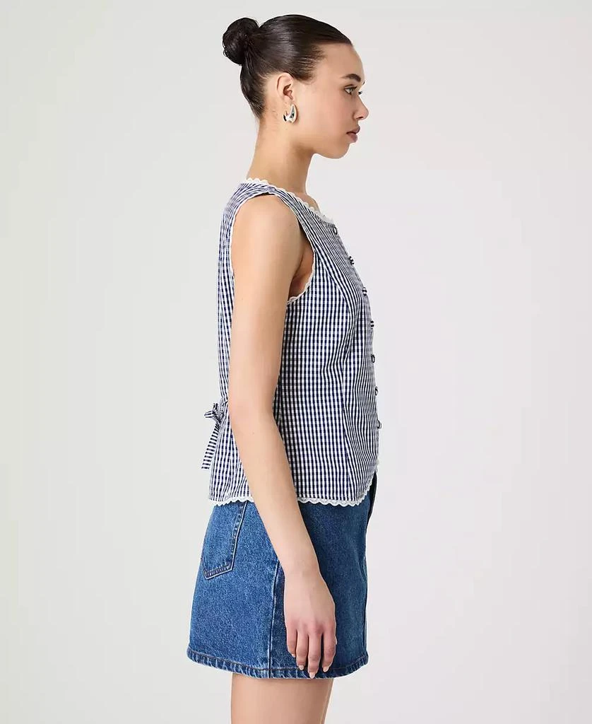 French Connection Women's Gingham Lace-Trim Sleeveless Vest 3