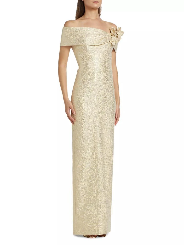 Teri Jon Off-the-Shoulder Jacquard Column Gown 4