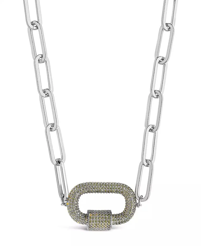 Shop Pave Cubic Zirconia Carabiner Linked Lock Necklace on Sale at