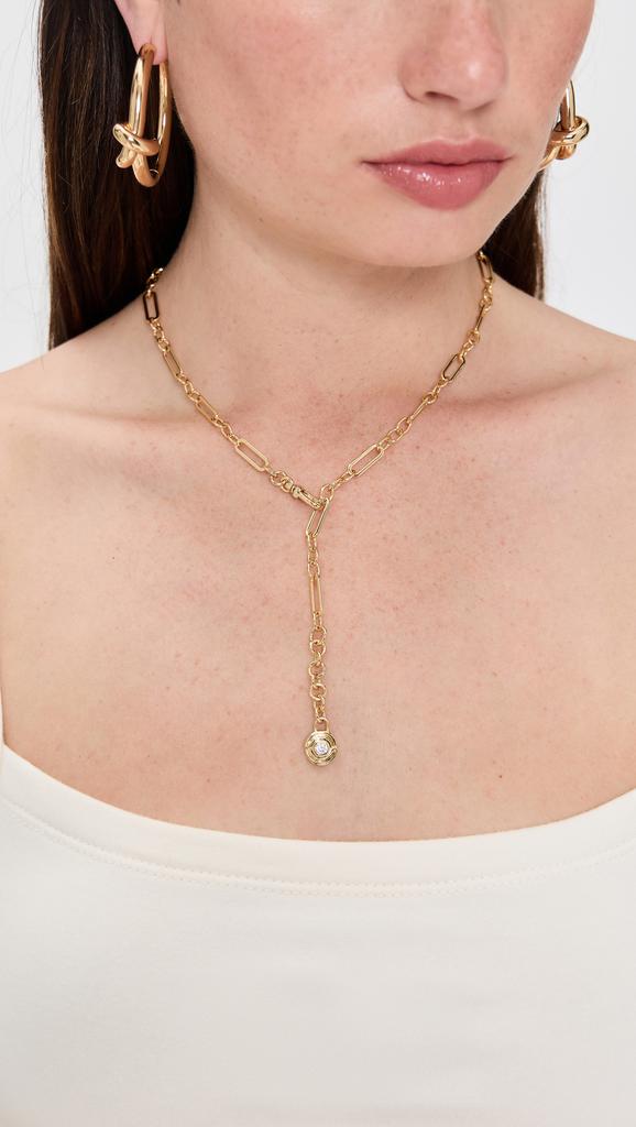 Luv AJ Wave Bezel Lariat Necklace