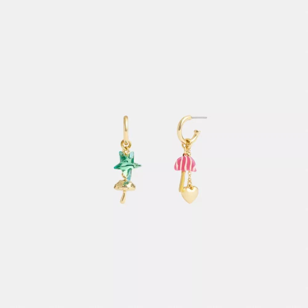 Coach Coach X Observed By Us Mismatch Star And Mushroom Huggie Earrings 2