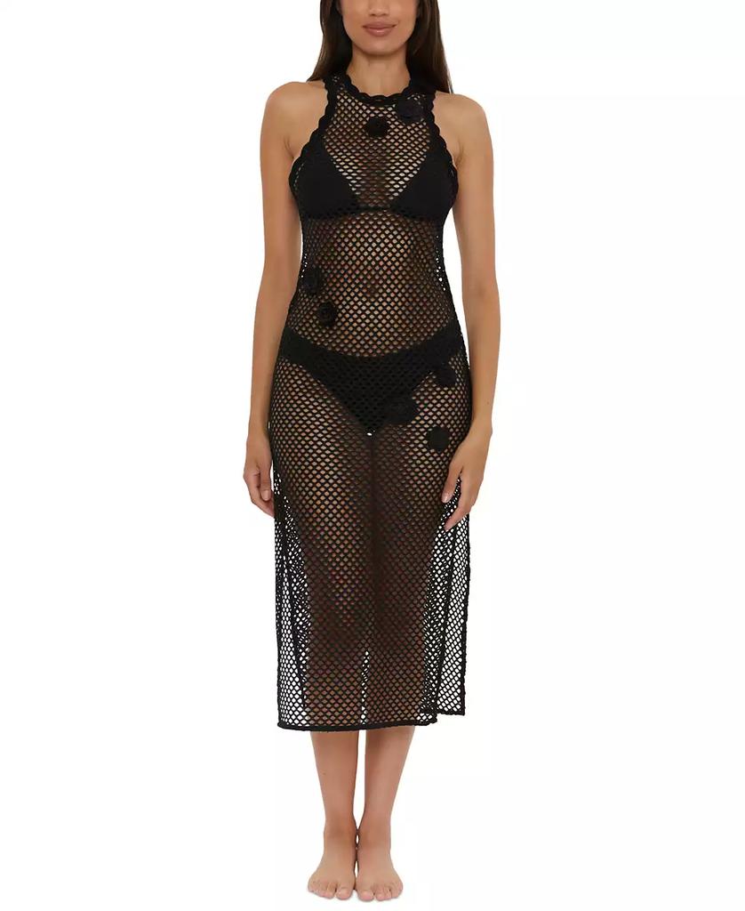 Becca Women's Castaway Island Fishnet Flower-Appliqué Cover-Up Dress