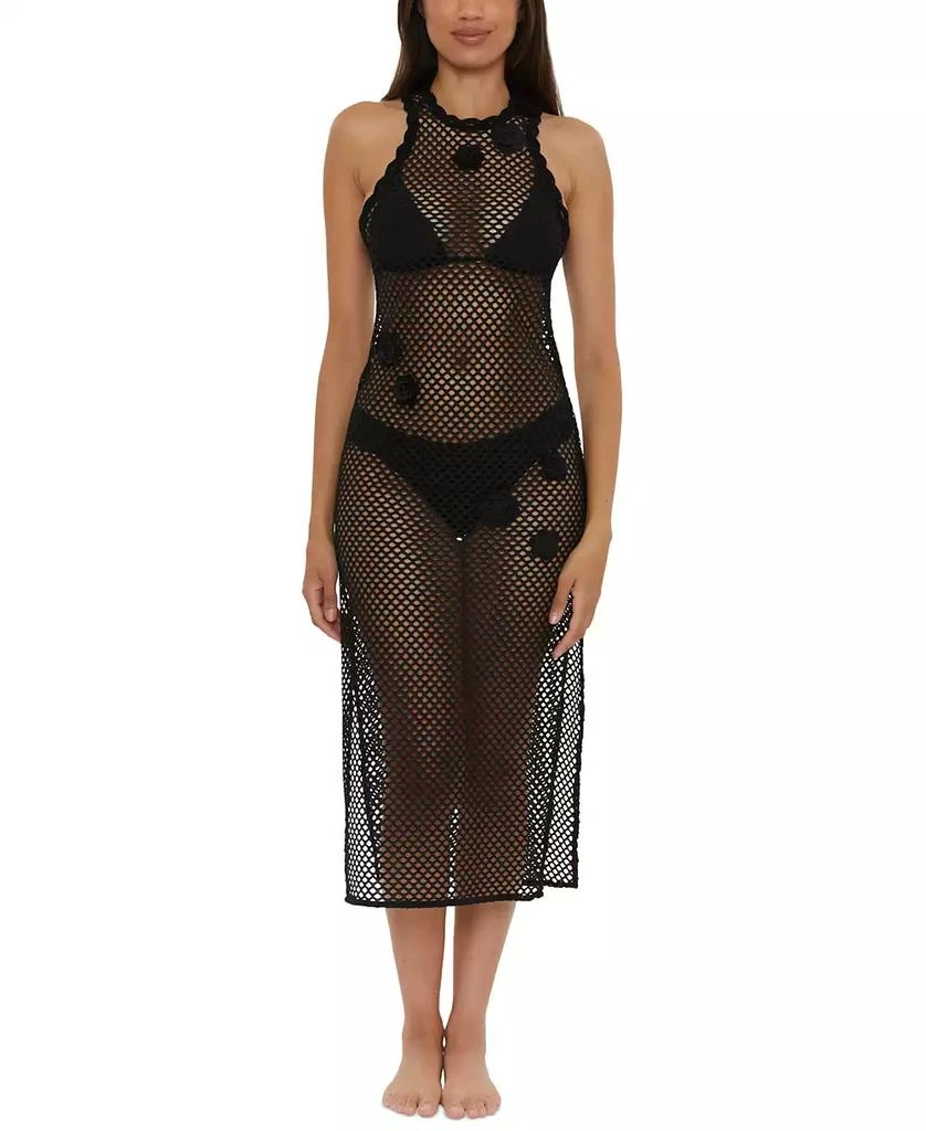 Becca Women's Castaway Island Fishnet Flower-Appliqué Cover-Up Dress 1