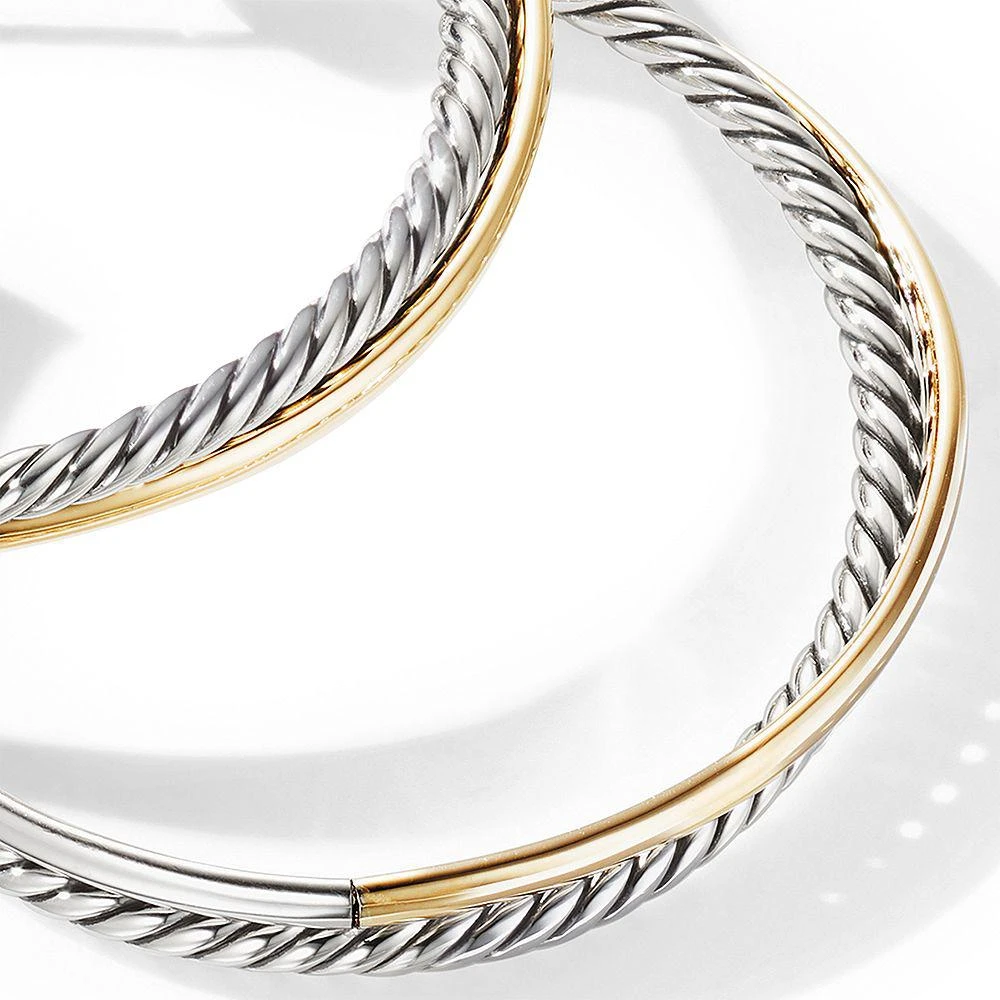 David Yurman Sterling Silver & 18K Yellow Gold Crossover XL Hoop Earrings 4