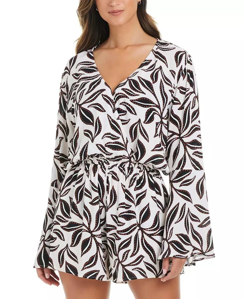 Bar III Women's Resort Daze Printed Bell-Sleeve Romper, Exclusively at Macy's 1