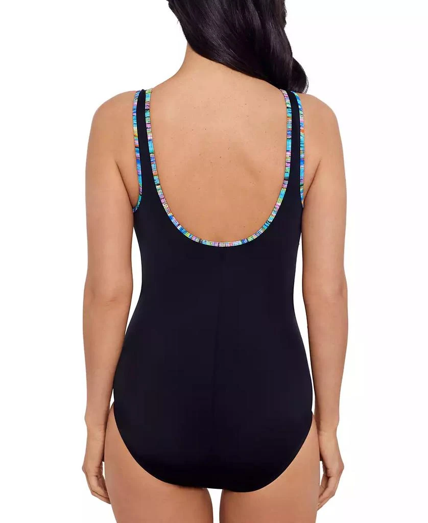 ShapeSolver Sport by Mimi Flamingo Women's Shirred Zipper One Piece Swimsuit 3