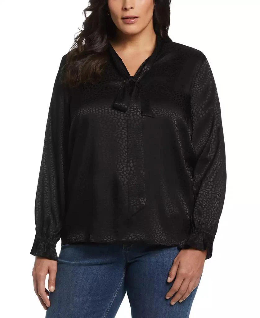 Rafaella Plus Size Tie Front Long Sleeve Blouse 1