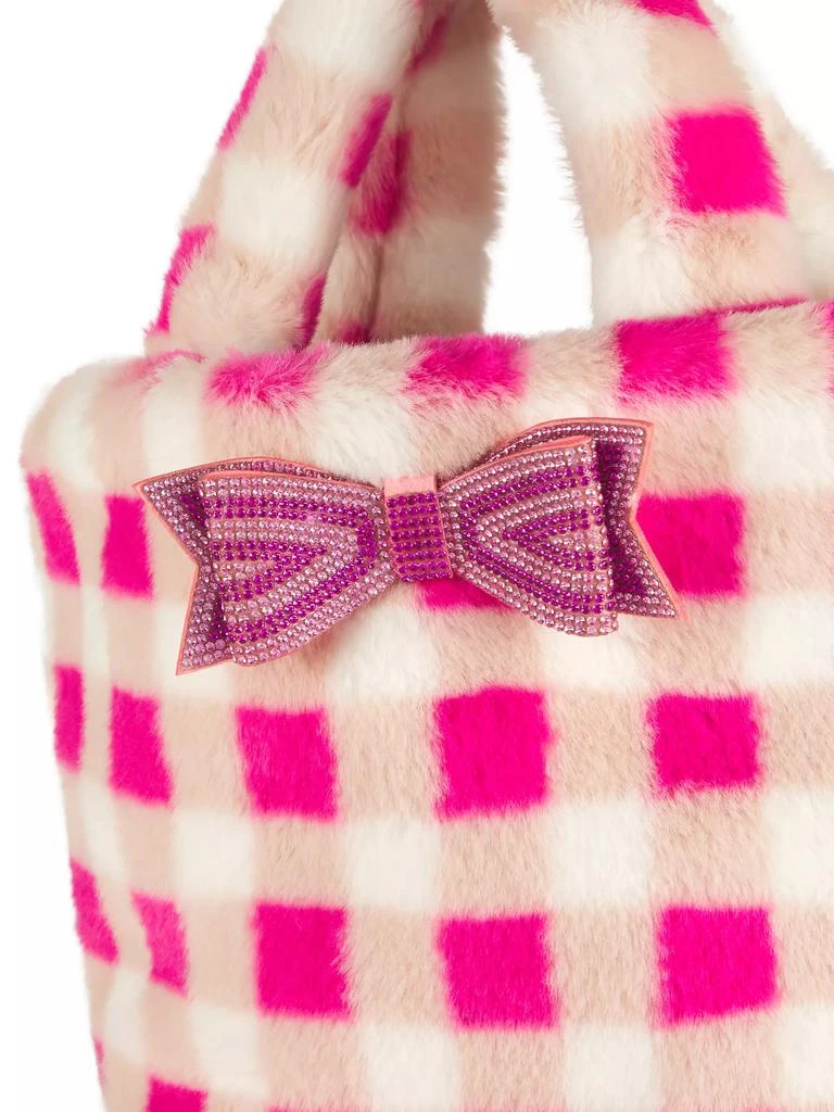 Bari Lynn Bow Checkered Tote Bag 4