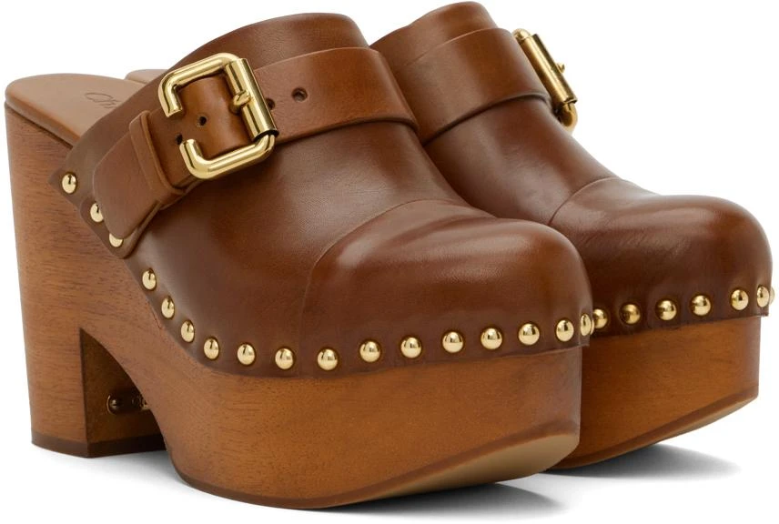 Chloé Brown Jeannette Wedge Clogs 4