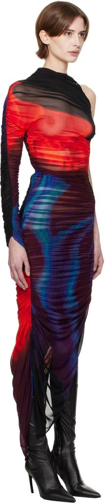 Mugler Multicolor Floral Print Pierced Ruched Midi Dress 2