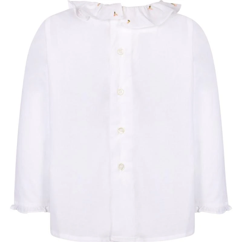 Bonpoint Embroidered ruffled collar blouse in white 2